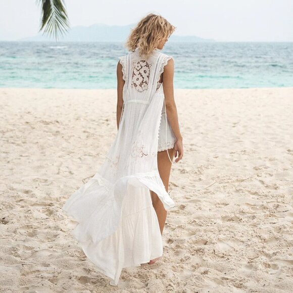 Spell & The Gypsy Isla Bonita Embroidered Dress Duster White Size Small - Picture 3 of 16